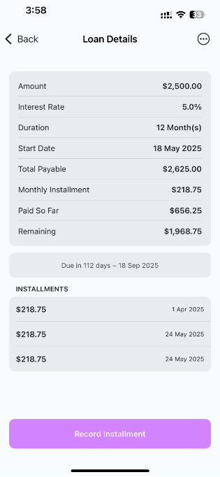 Glimpse of the My Calorie Check app